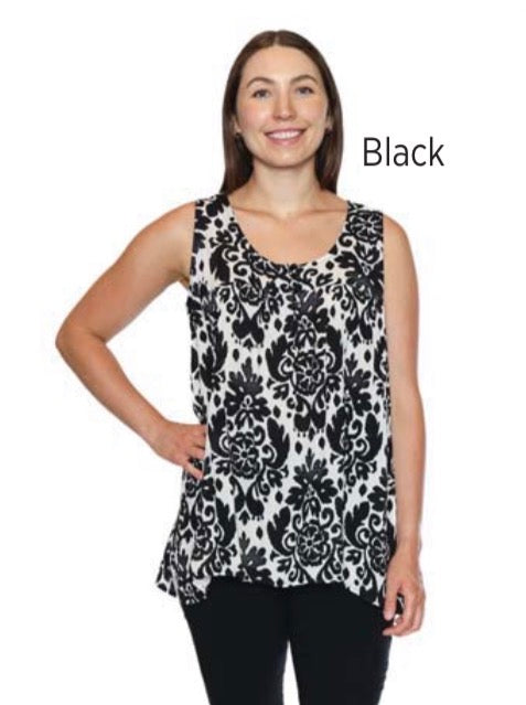Sleeveless Black & White Pattern Top