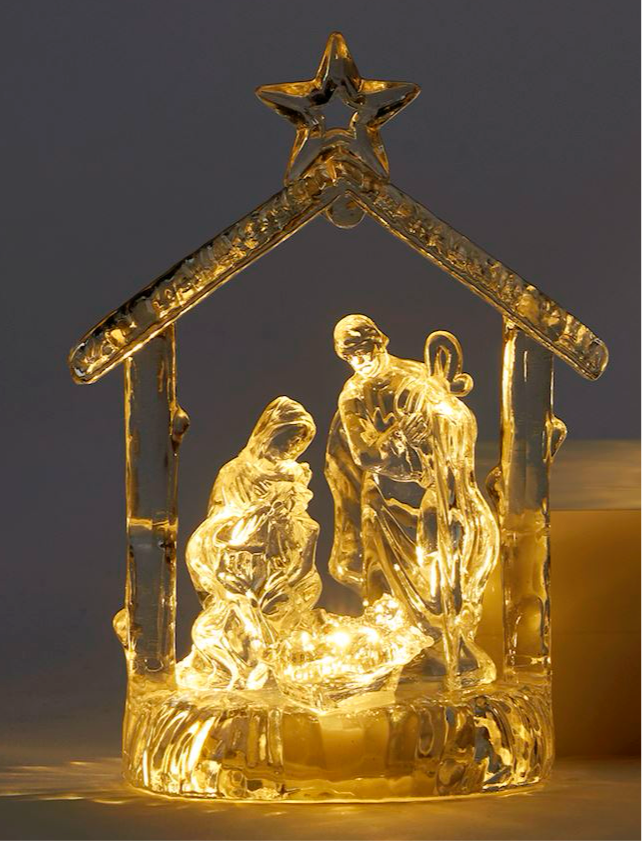 LED Gold Nativity Shelf Sitter