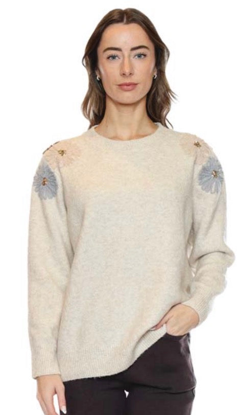 Sweater W/Embroidered Sequin