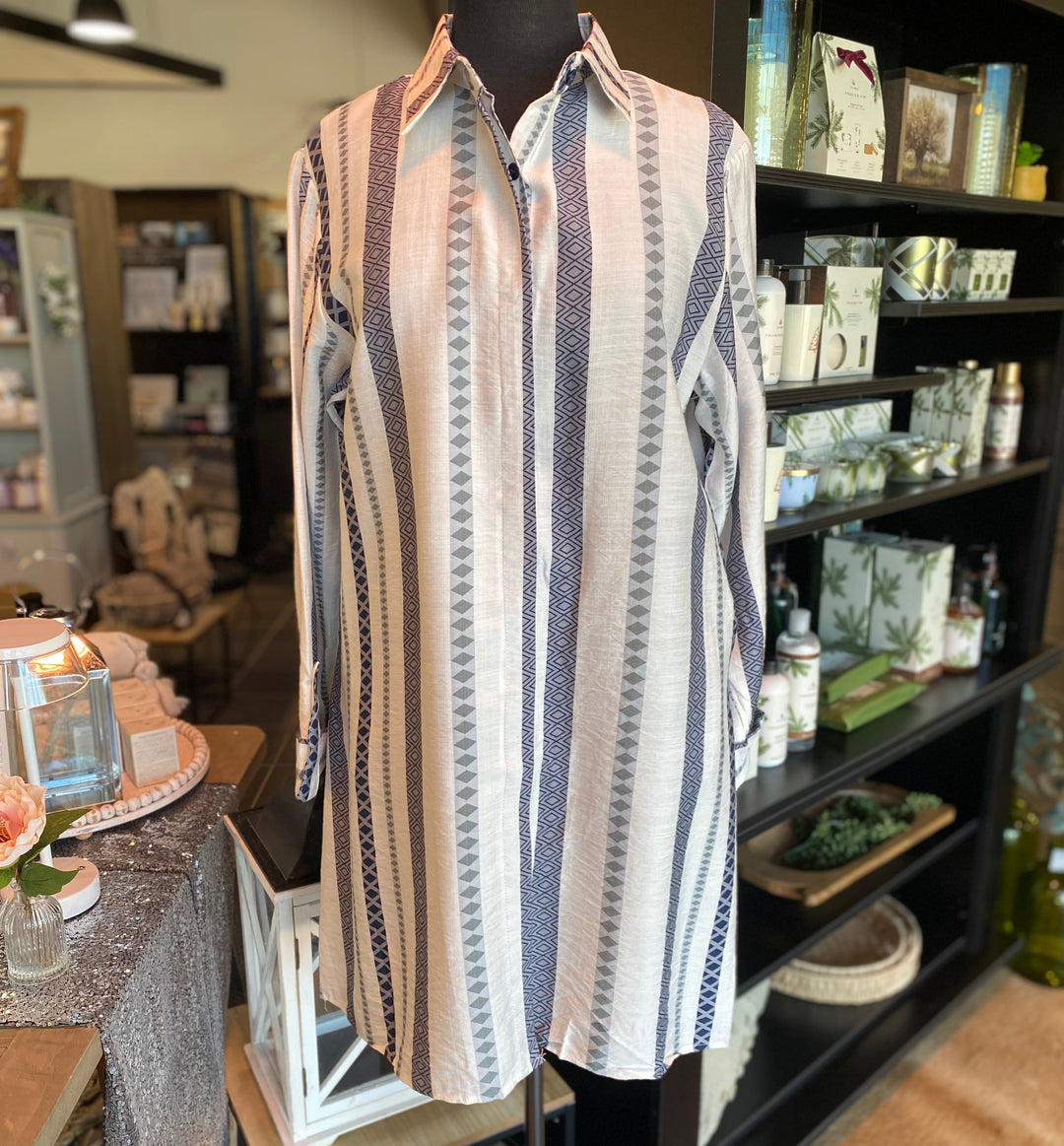 Collared Long Sleeve Button Up Dress