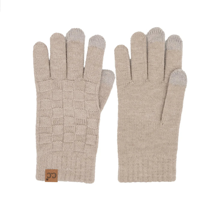 CC. Woven Checkered Textured Gloves