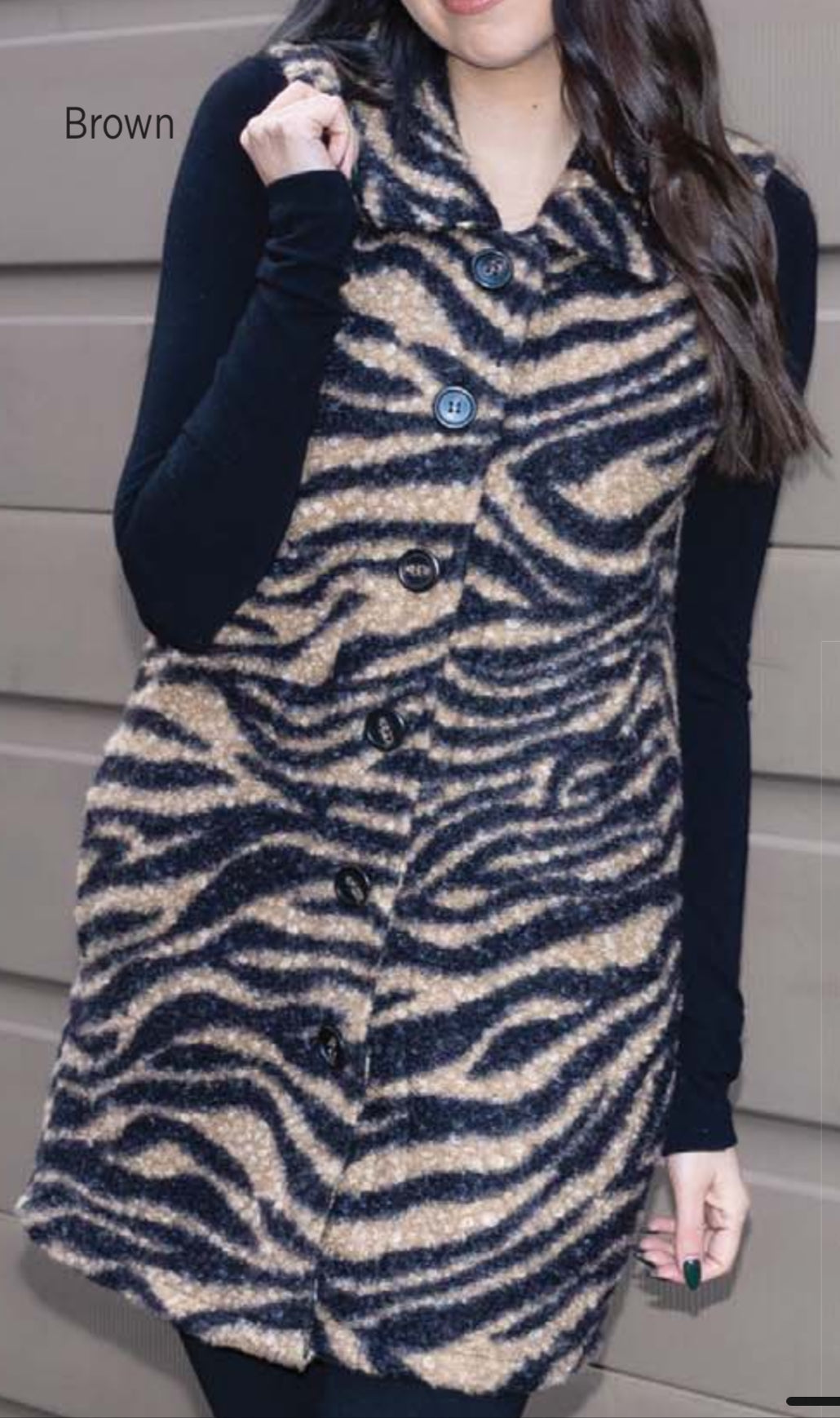 Long Brown Leopard Sherpa Vest