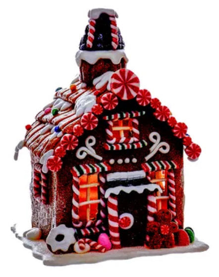 8” LED Gingerbread House
