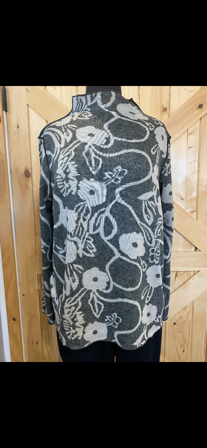 Reversible Floral Mock Neck Long Sleeve