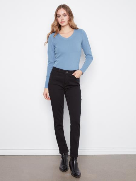 Cuffed Hem Twill Jeans
