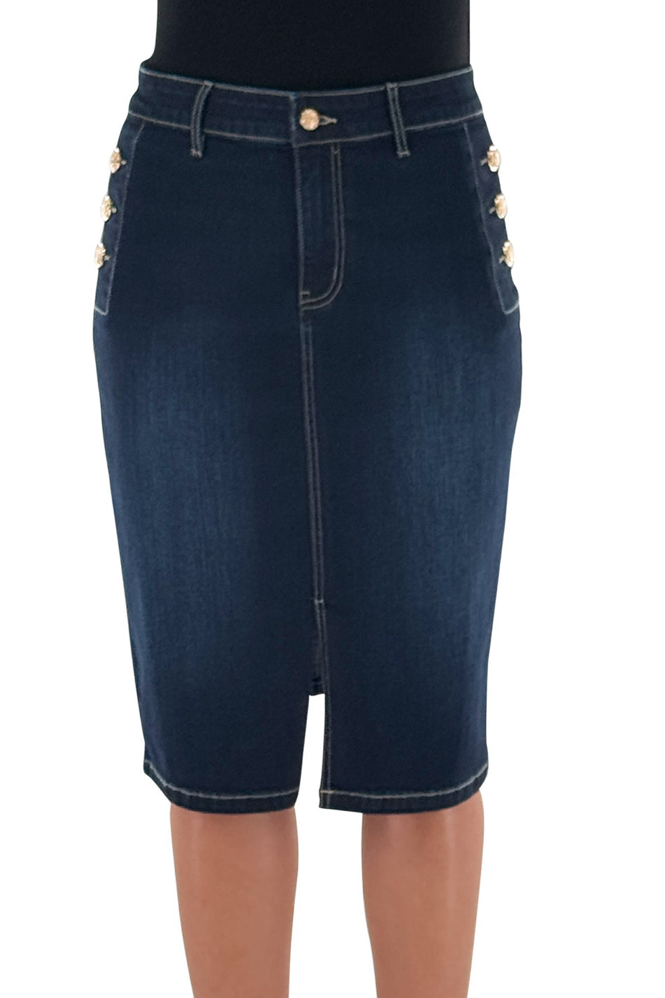 Dark Denim W/Large Button Skirt