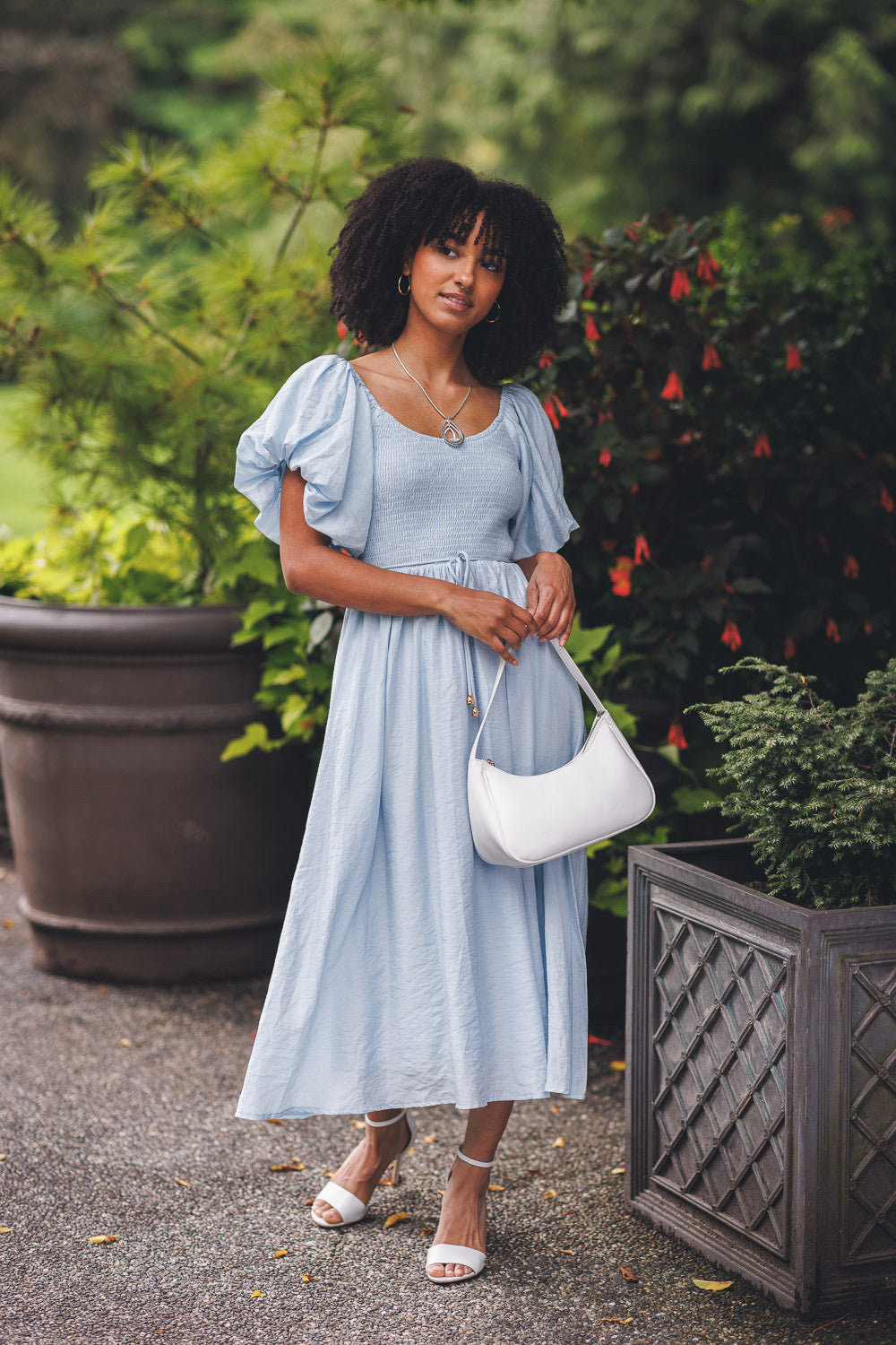 Smocked Off The Shoulder Puff Sleeve Dress