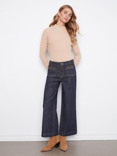 Cropped Insert Pocket Wide Leg Pant