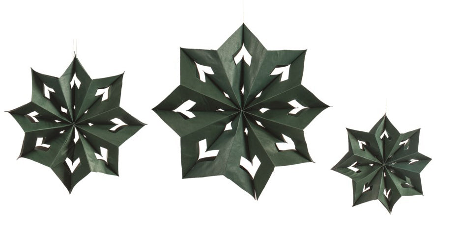 3pc Set Green Paper Snowflake Ornament