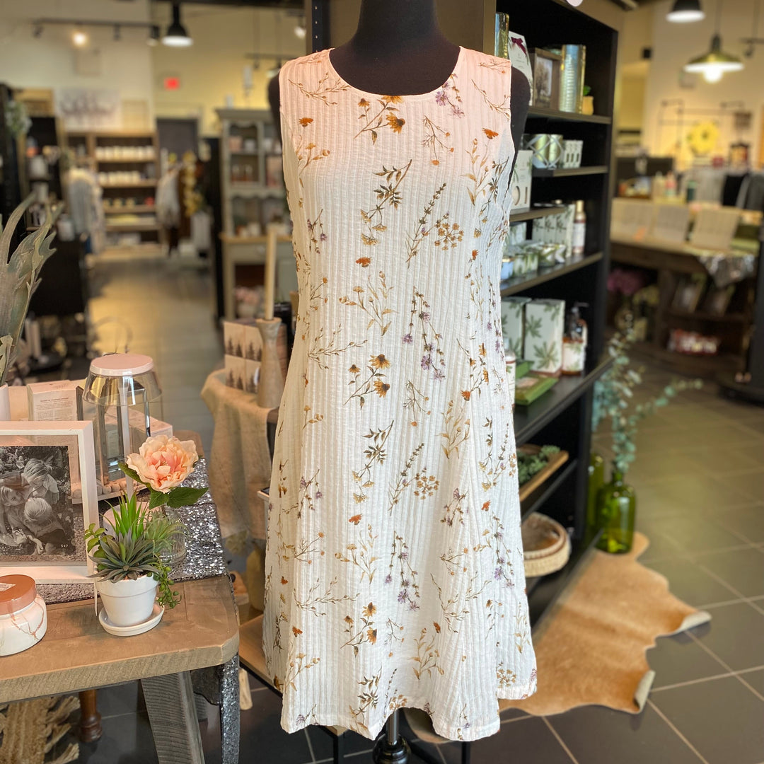 Floral Textured Dress W/Lining