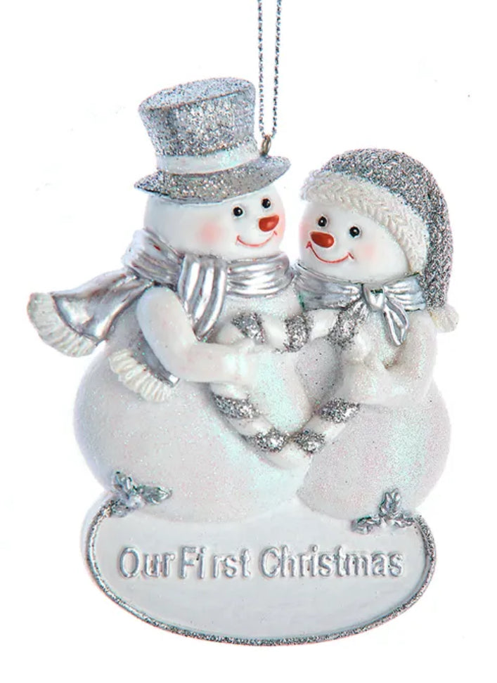 3.25” 1st Xmas Snowman Couple Ornament