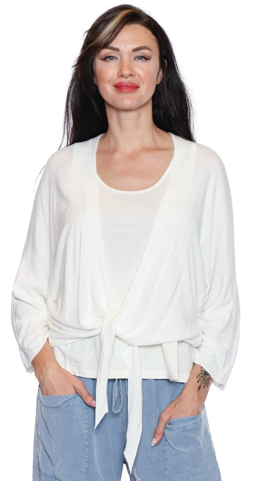 Cropped Front Tie Cardigan
