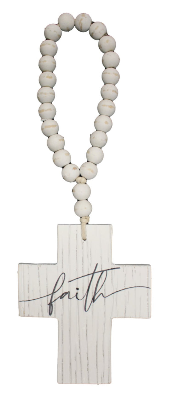 White Faith Beaded Cross