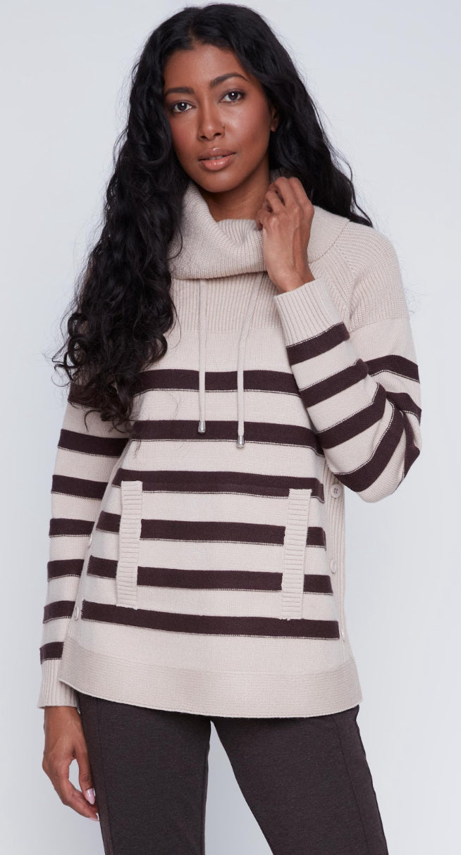 Striped Turtle Neck Top