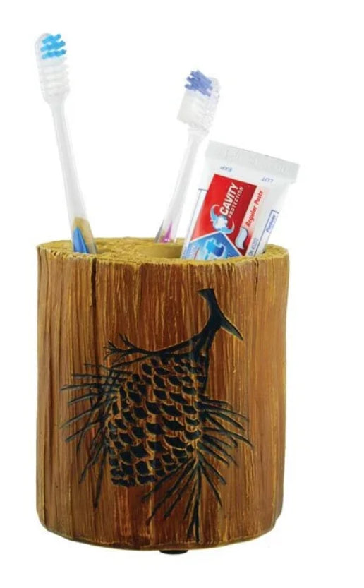 ToothBrush holder log/pinecone