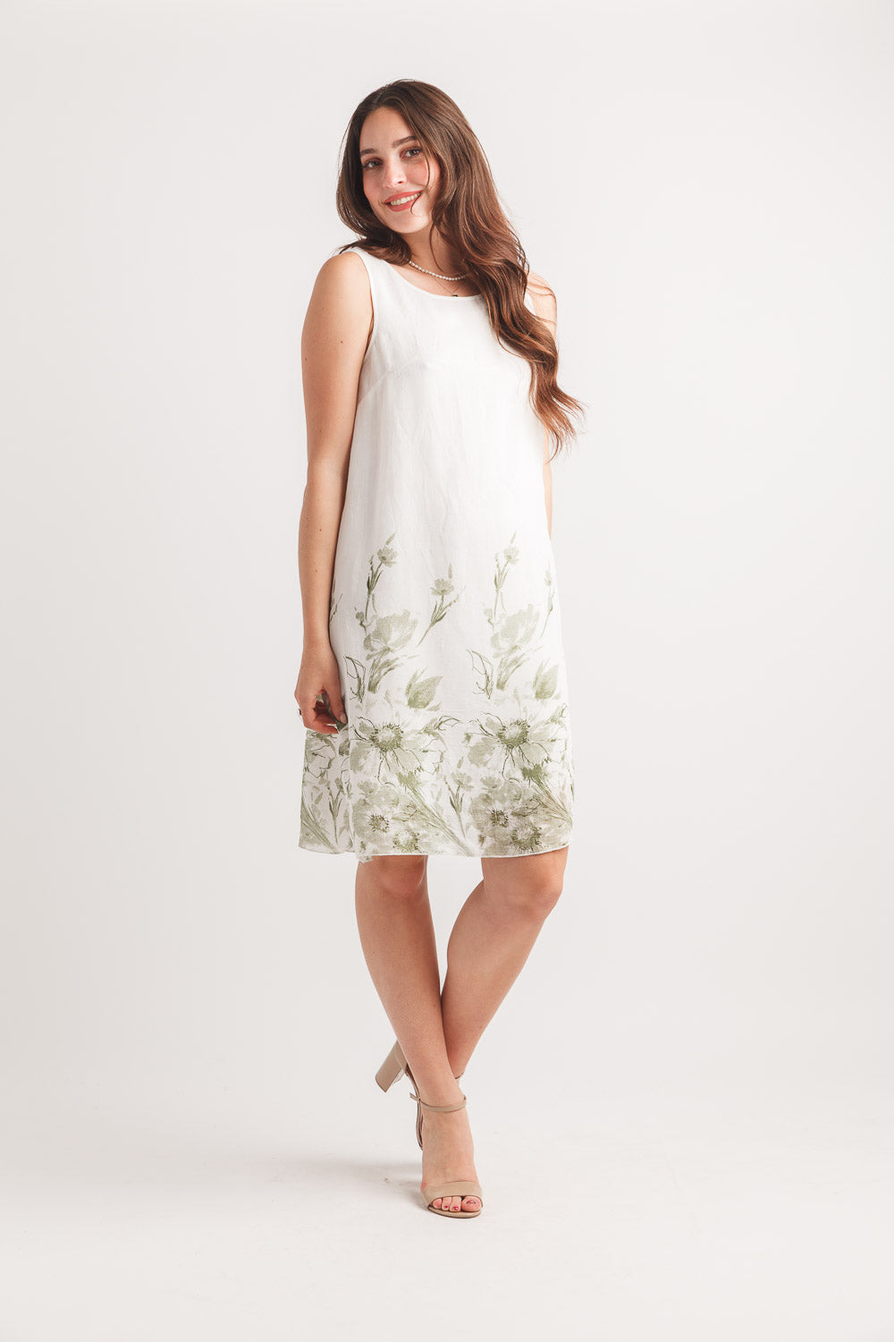 Floral Border Print Layered Dress