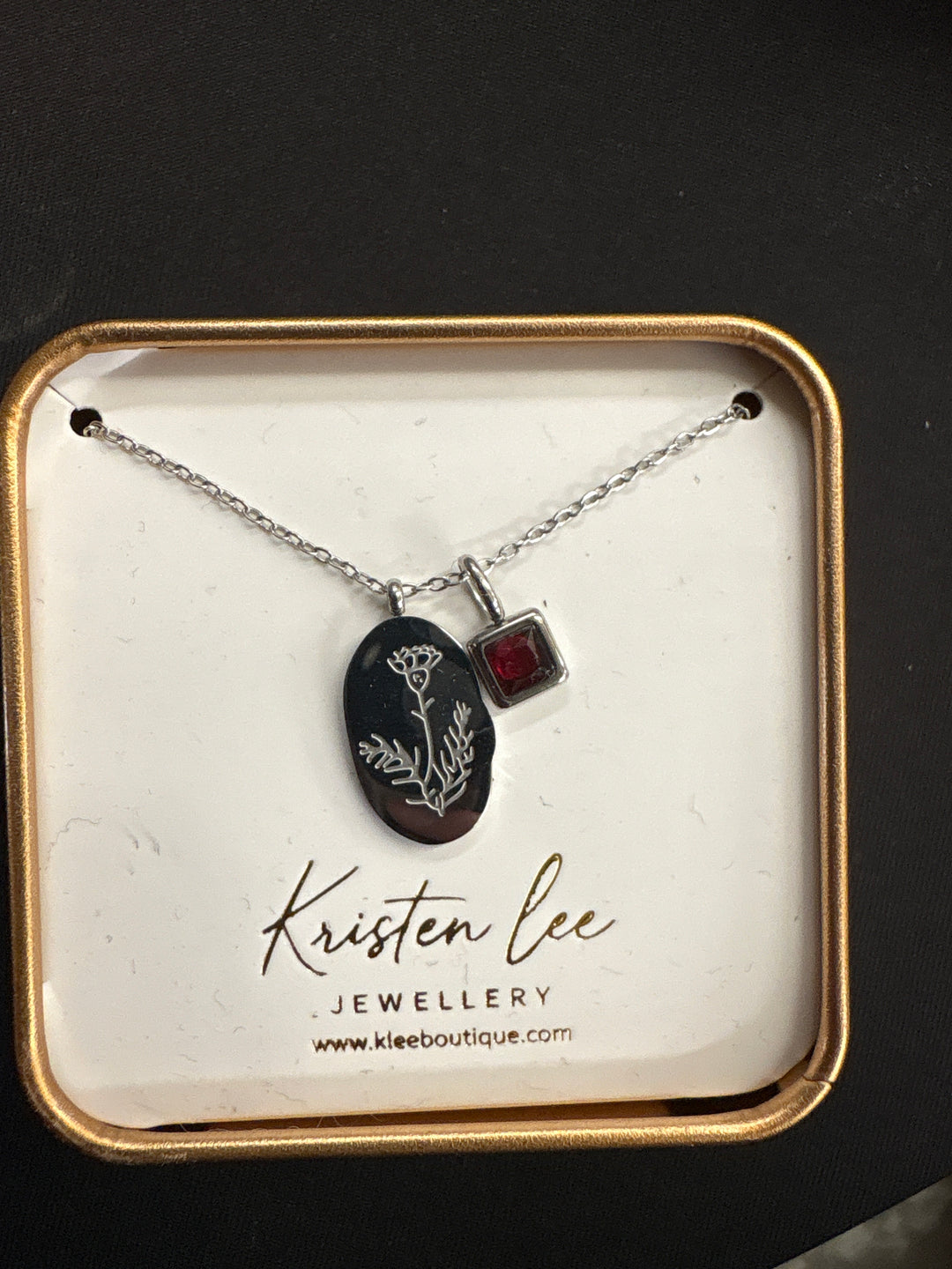 Silver Birth Flower Necklace W/Charm