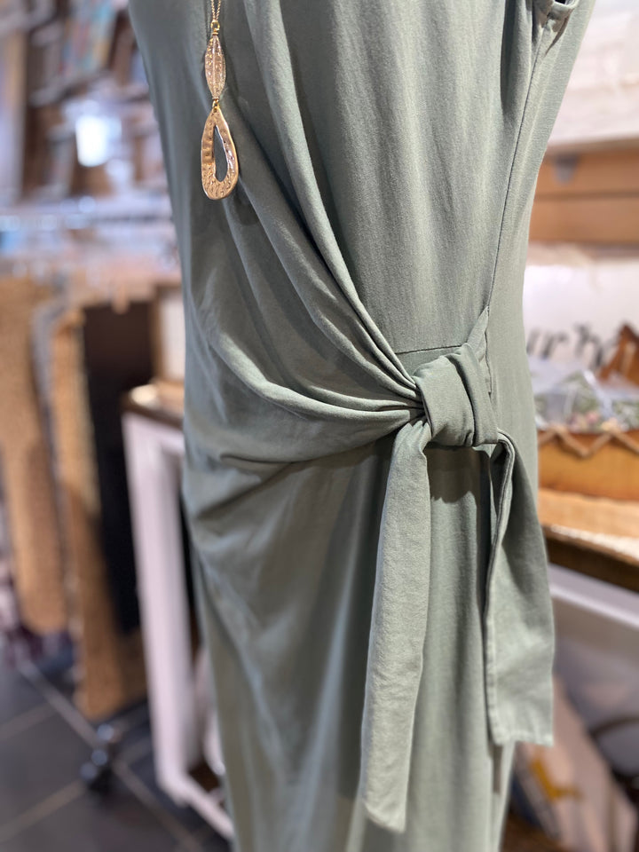 Round Neck Tank Dress W/Side Knot