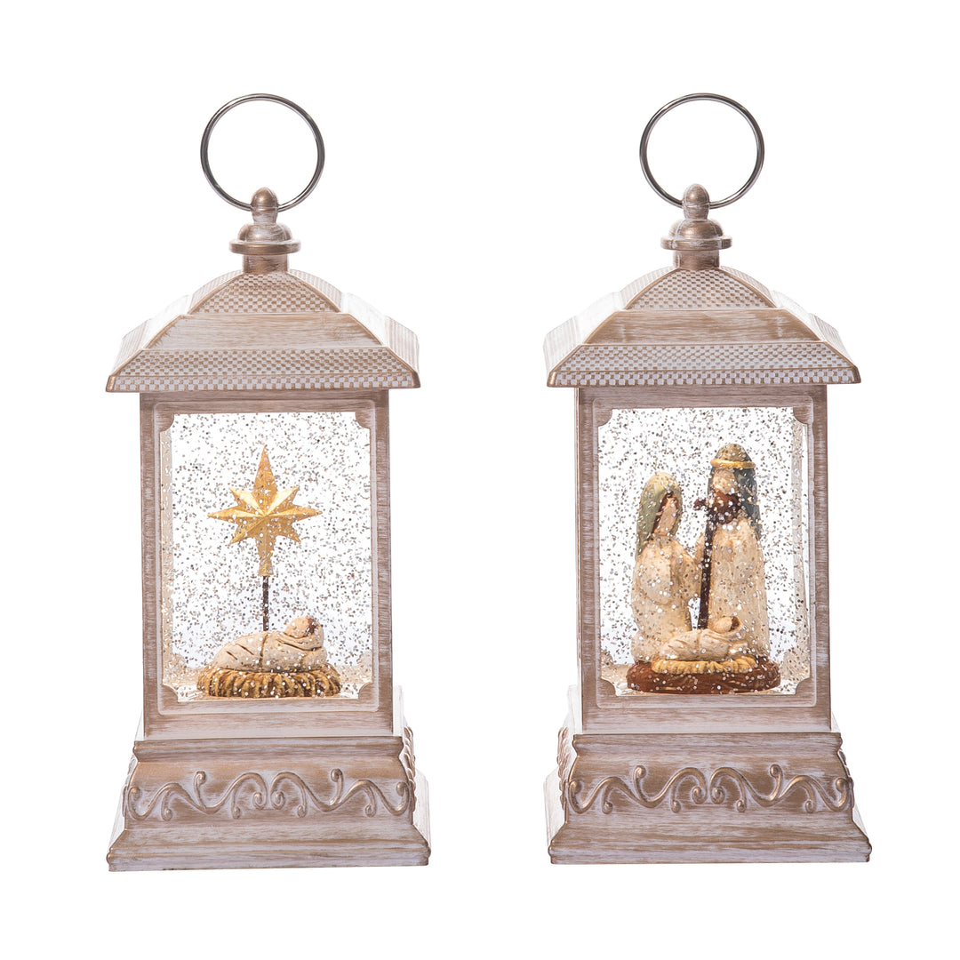 Plastic Light Up Swirling Nativity Water Globe