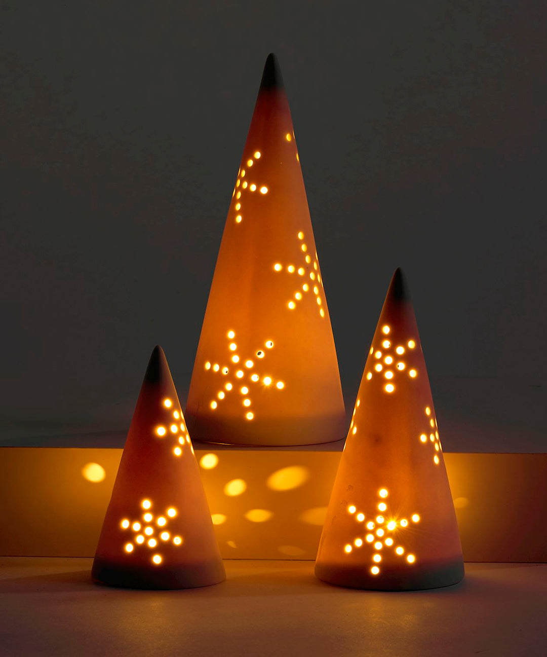 Set Of 3 LED Cone Christmas Tree