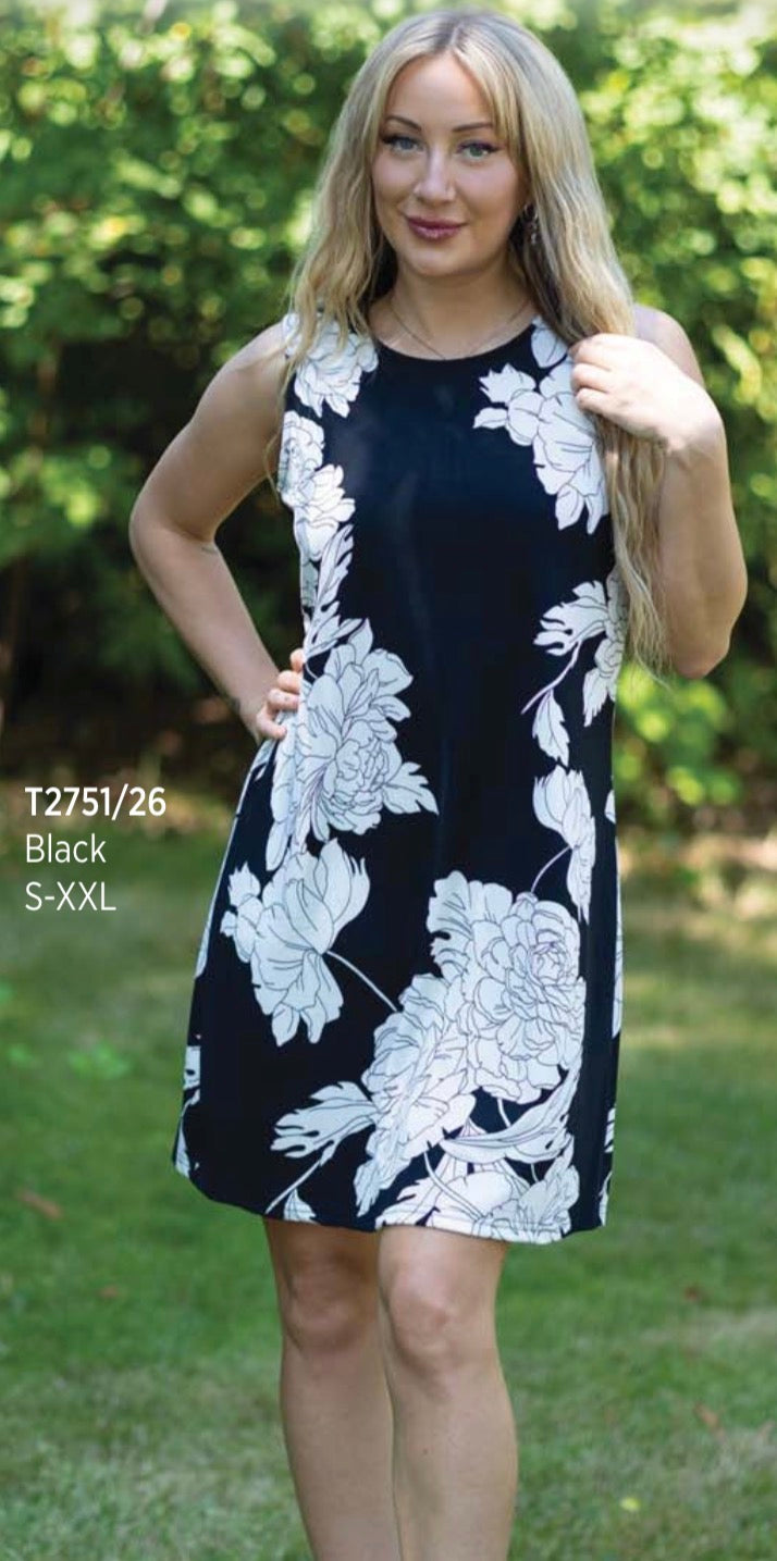 Sleeveless Flower Print Dress