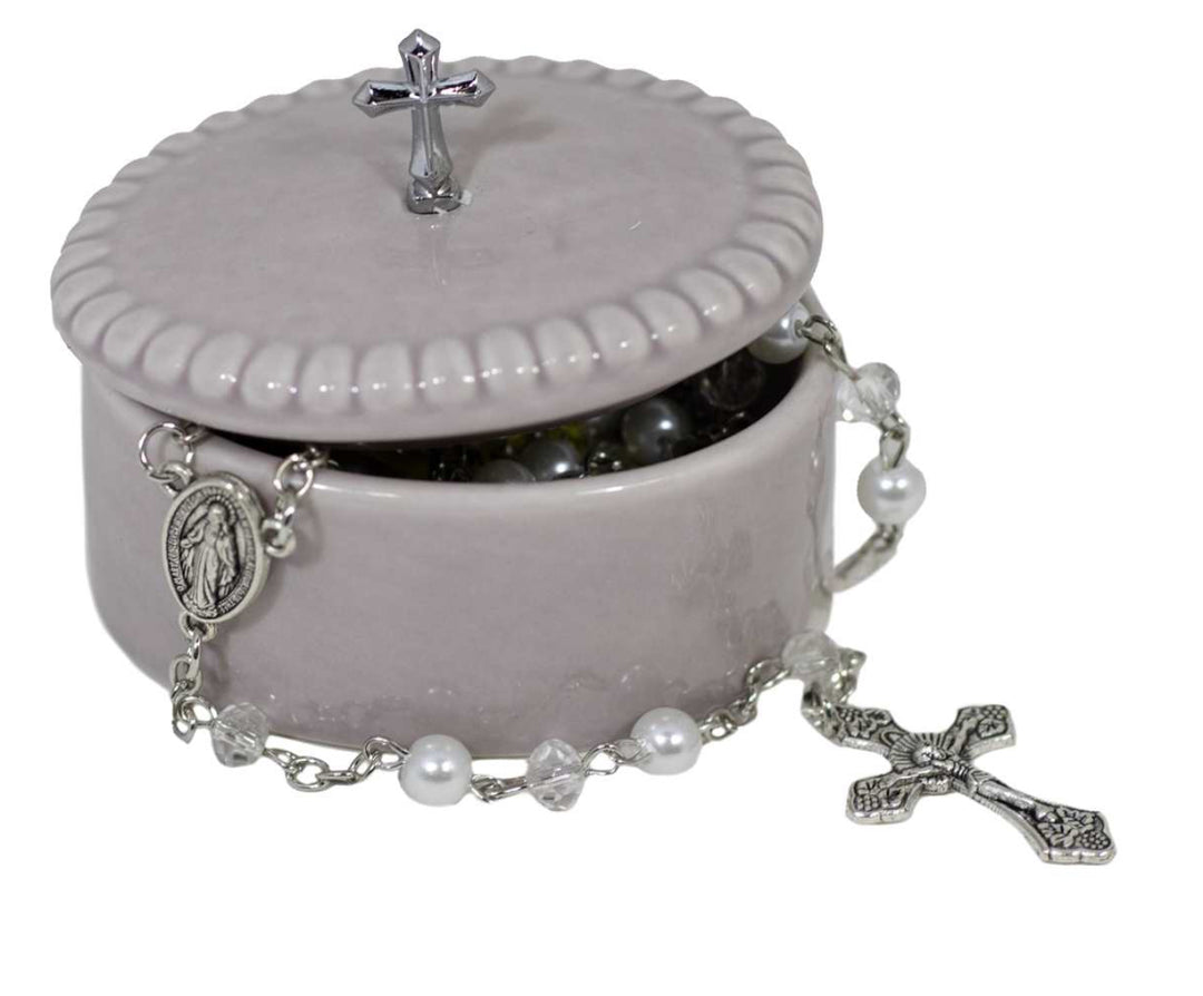 2pc Grey Rosary Box Set