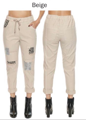 Stretch Pant W/Animal & Sequin Detail