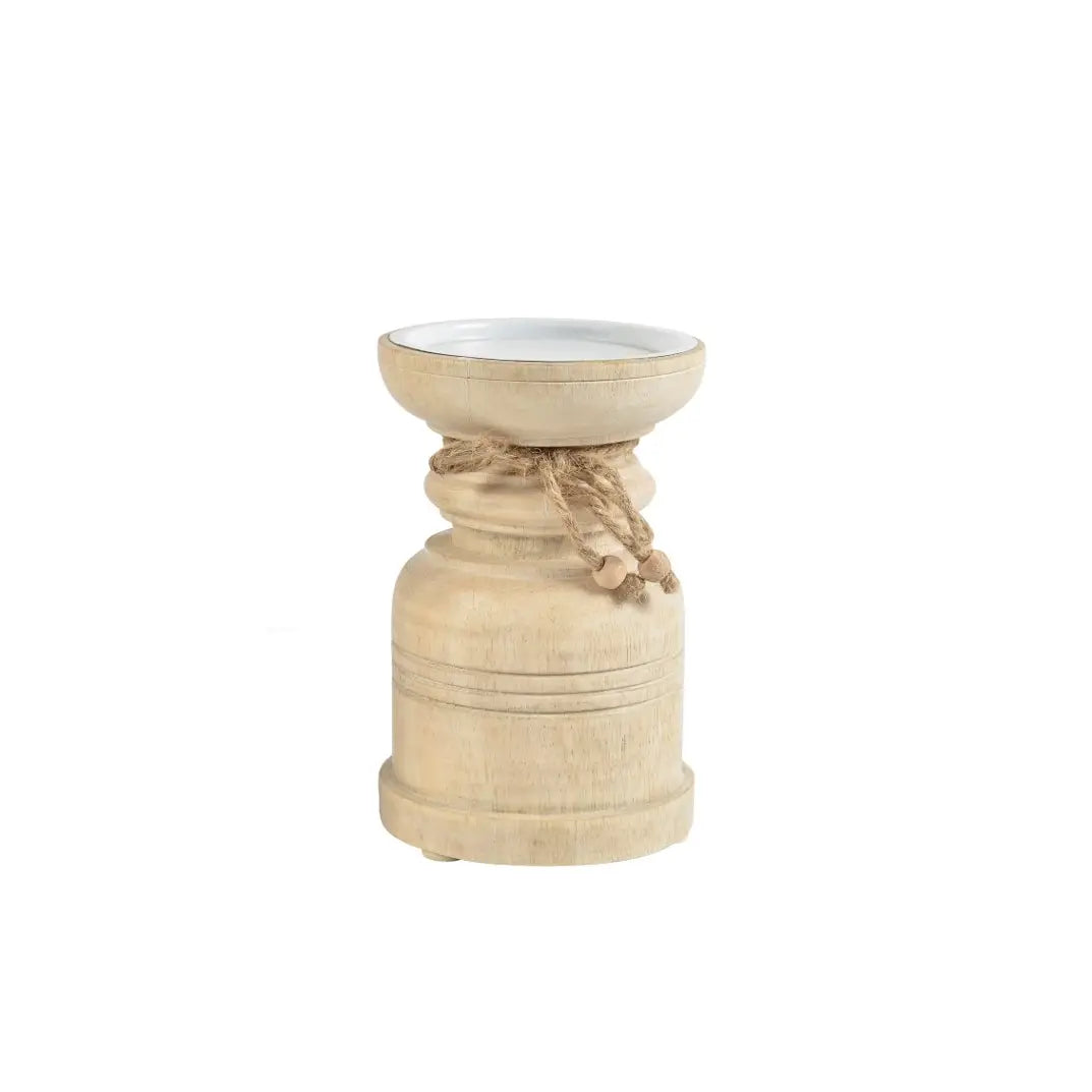 Olivia Wooden Pillar Candleholder