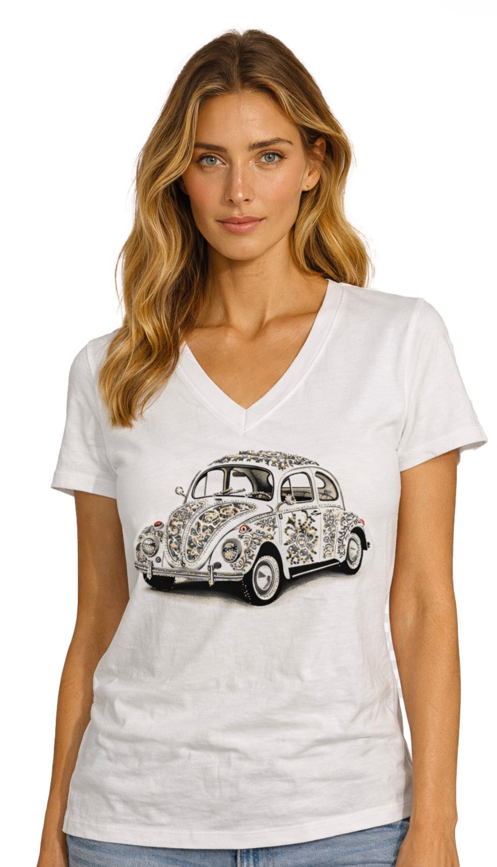 VNeck TShirt W/Car Design