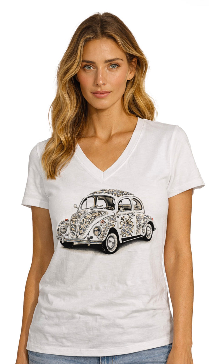 VNeck TShirt W/Car Design
