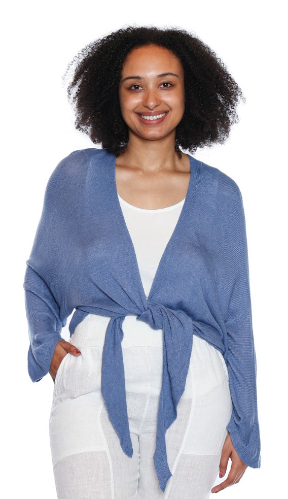 Cropped Front Tie Cardigan