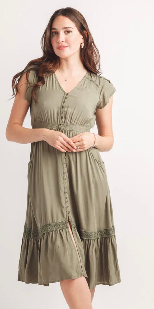 Short Sleeve Button Front Dress