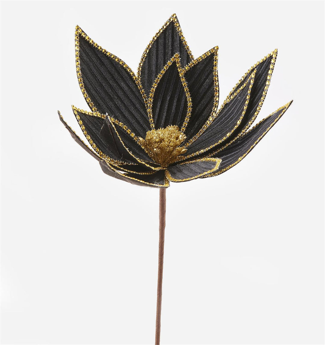 Black & Gold Poinsettia Pick