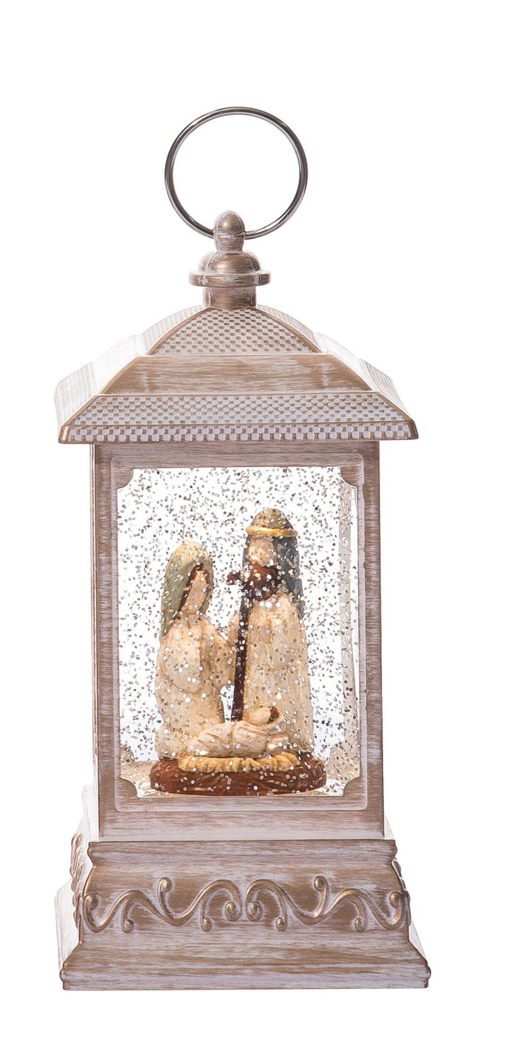 Plastic Light Up Swirling Nativity Water Globe