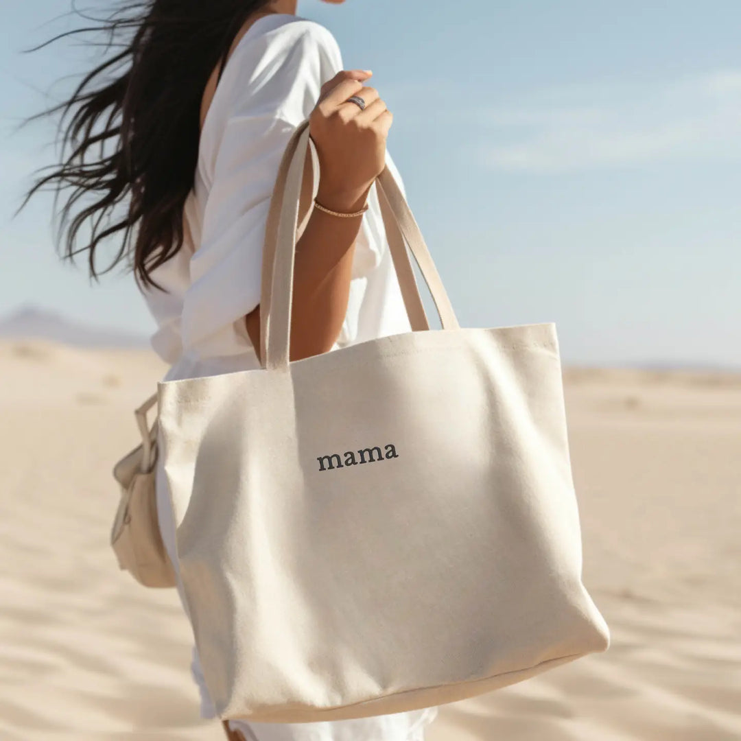 Embroidered Minimalist Mama Canvas Tote