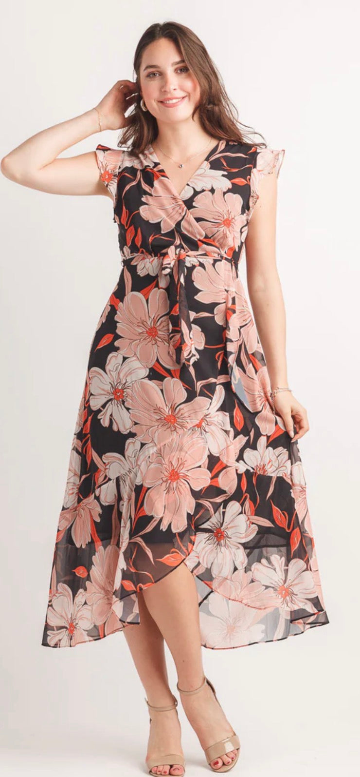 Floral Georgette High Low Maxi Dress