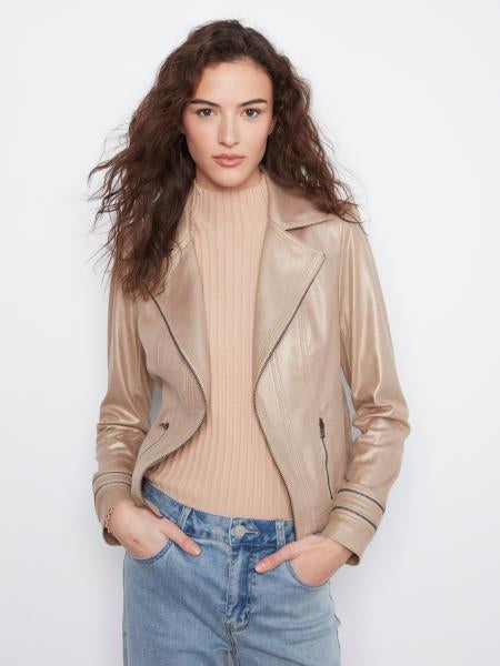 Foil Vintage Faux Leather Jacket