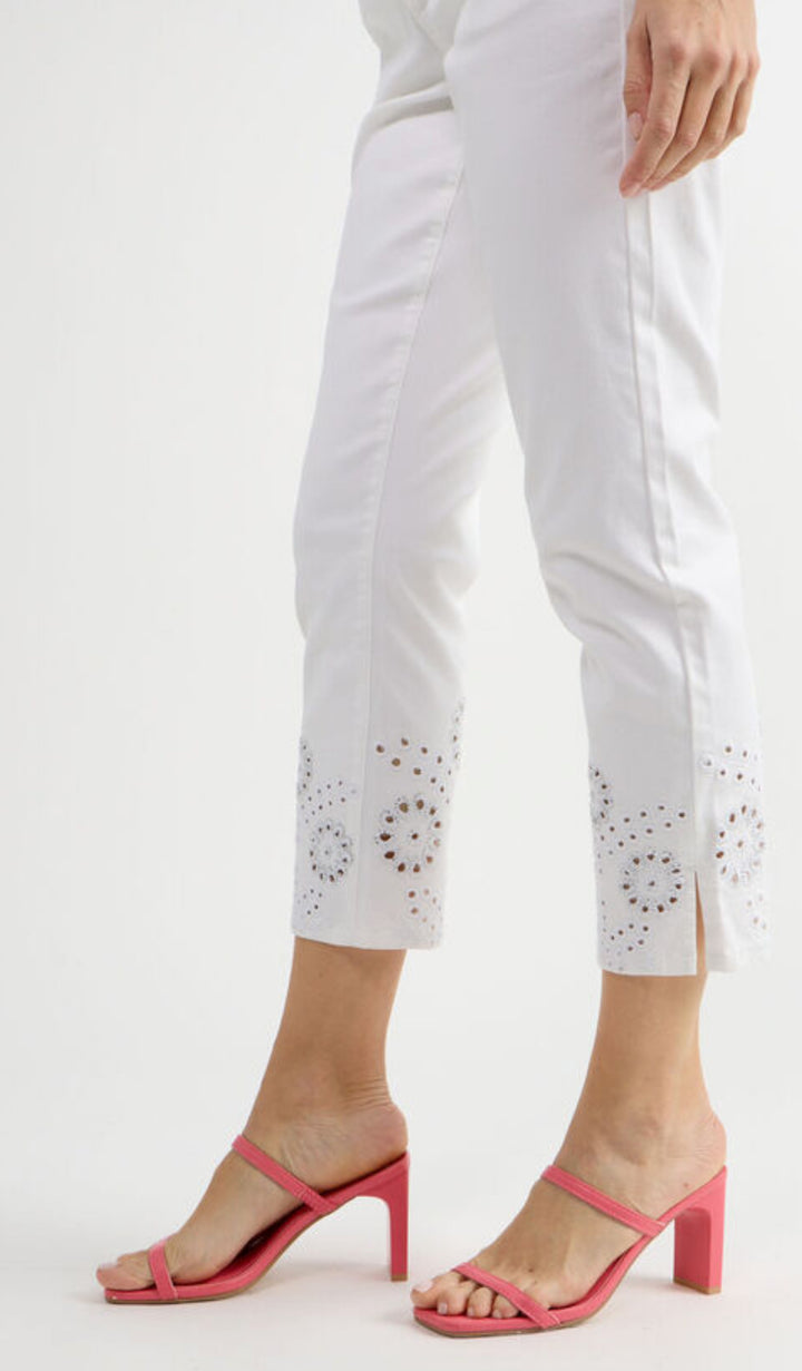 White Floral Ankle Pant