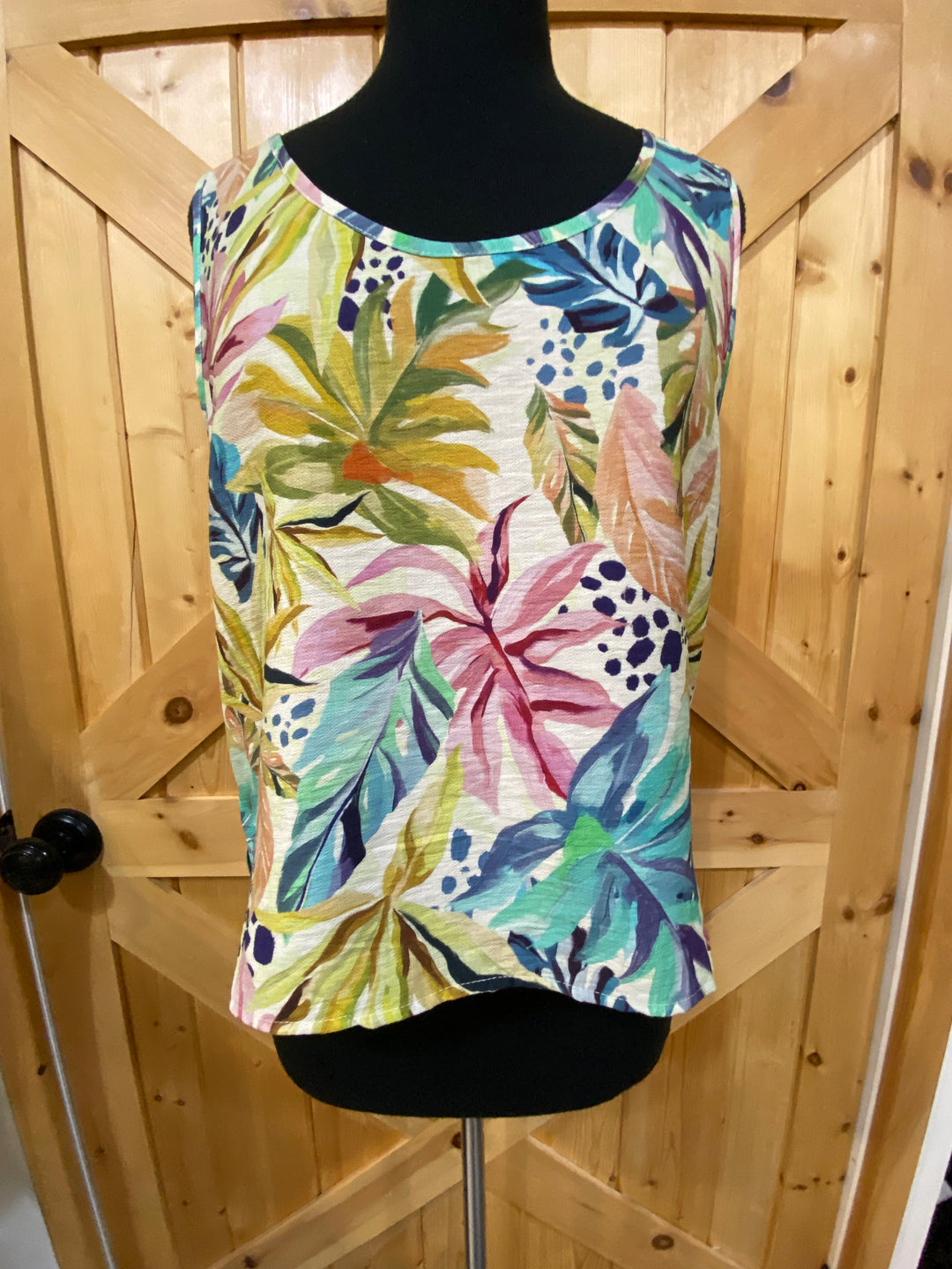 VNeck Multi Color Leaf Tank Top