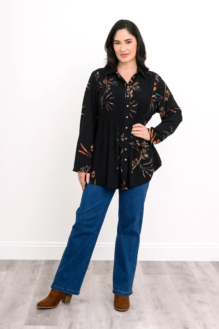 Cindy L/S Abalone Dragonfly Blouse