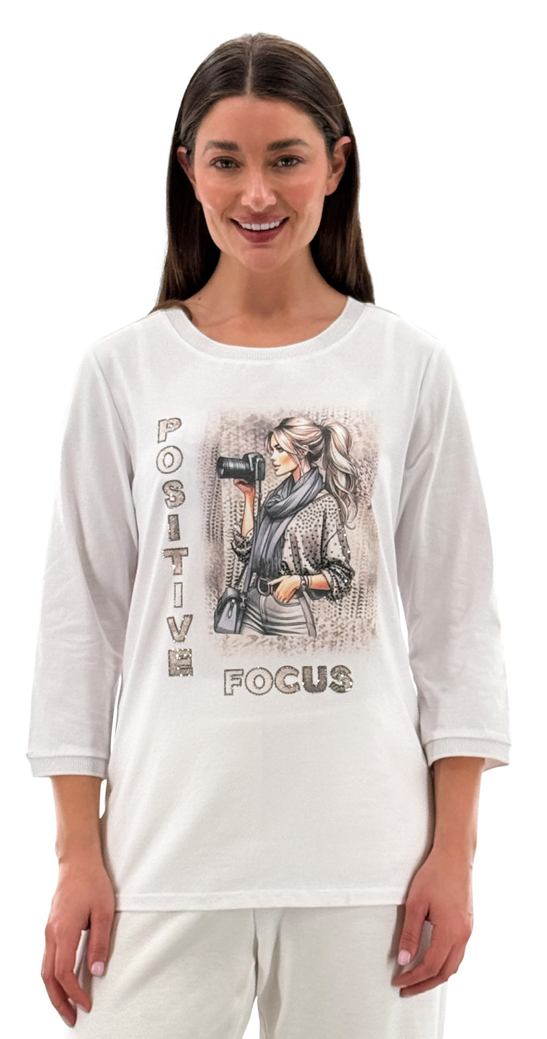 “Positive Focus” 3/4 Sleeve Top