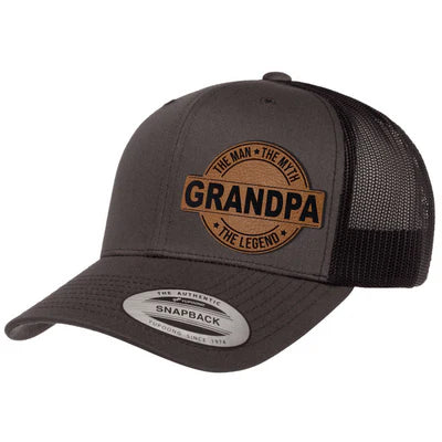 Grandpa Leather Patch SnapBack Hat