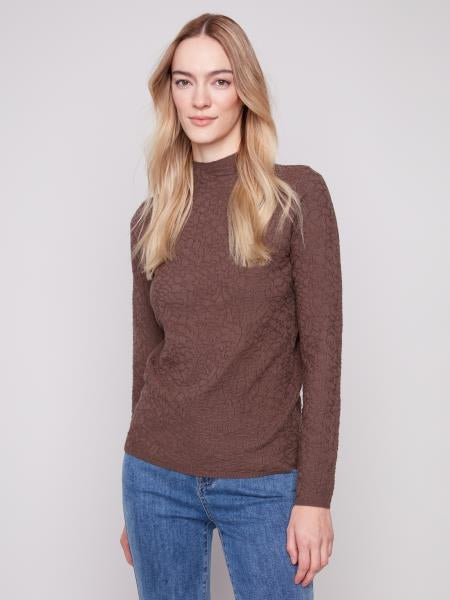 Textured Mock Neck Knit Sweater