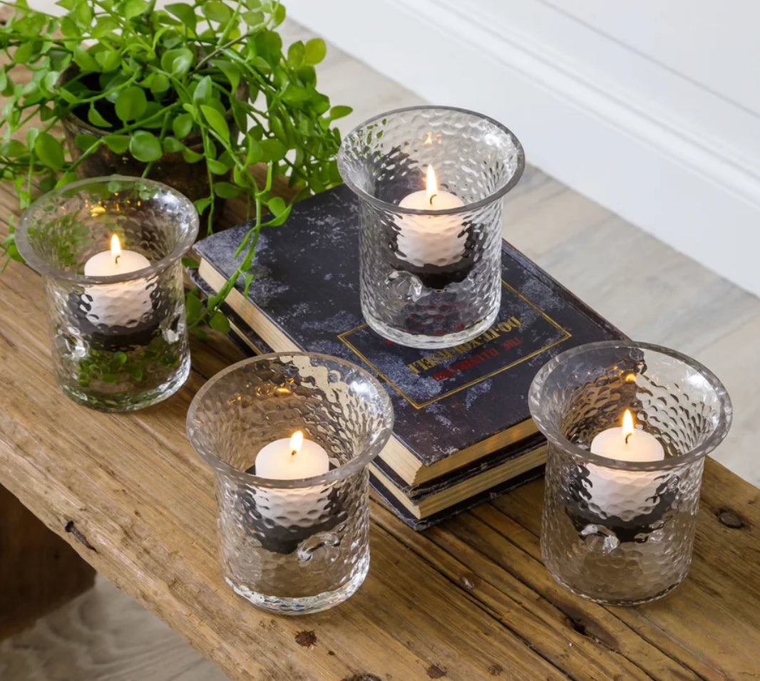 Dimpled Glass Votive Candle Holder