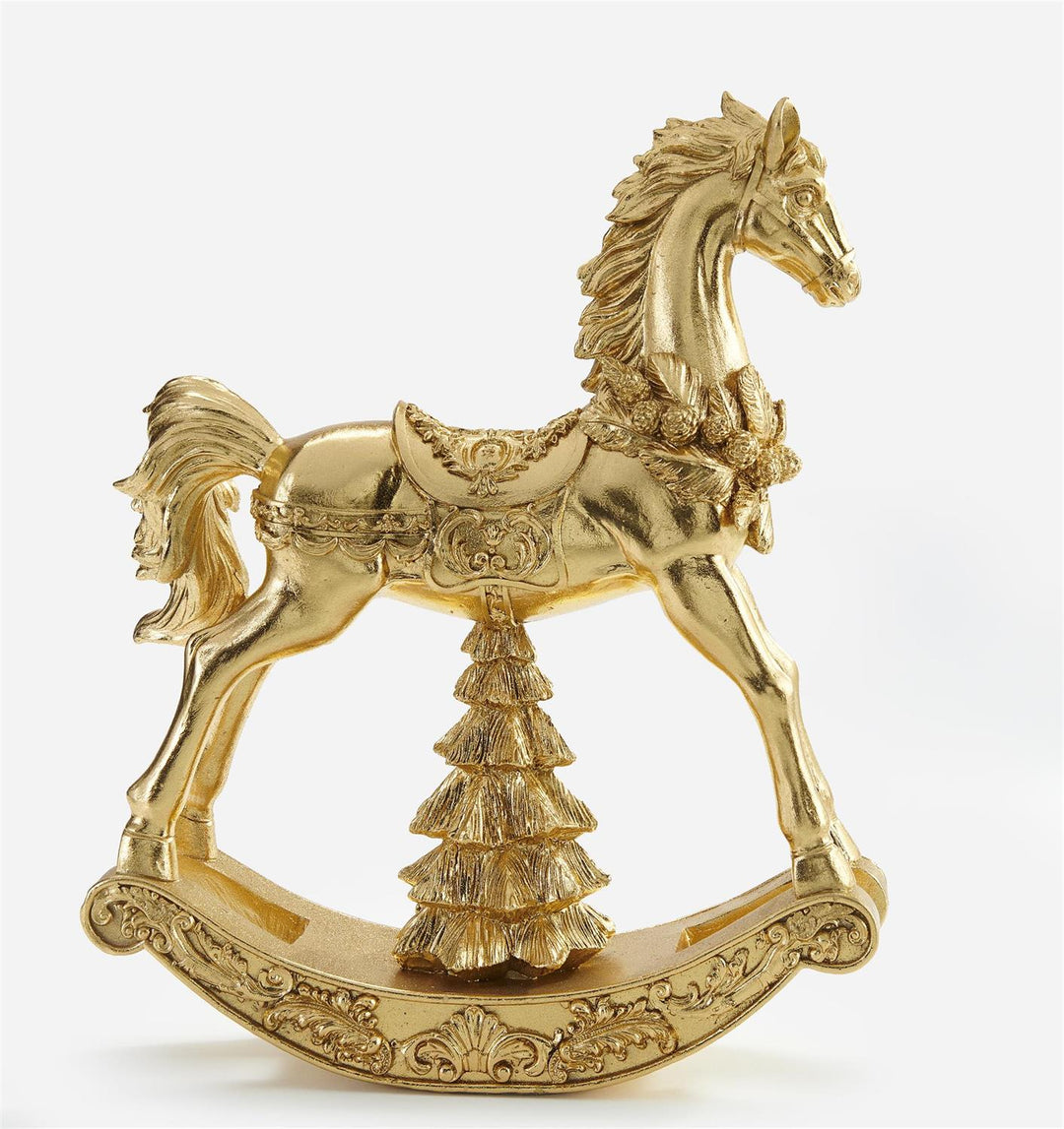 Gold Rocking Horse Figurine