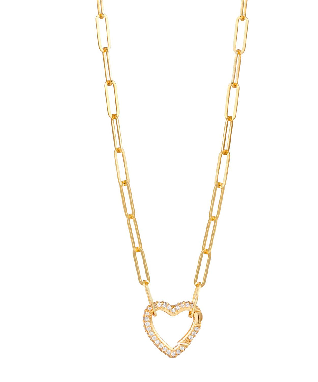 Large Chain W/ Bedazzled Heart Pendant