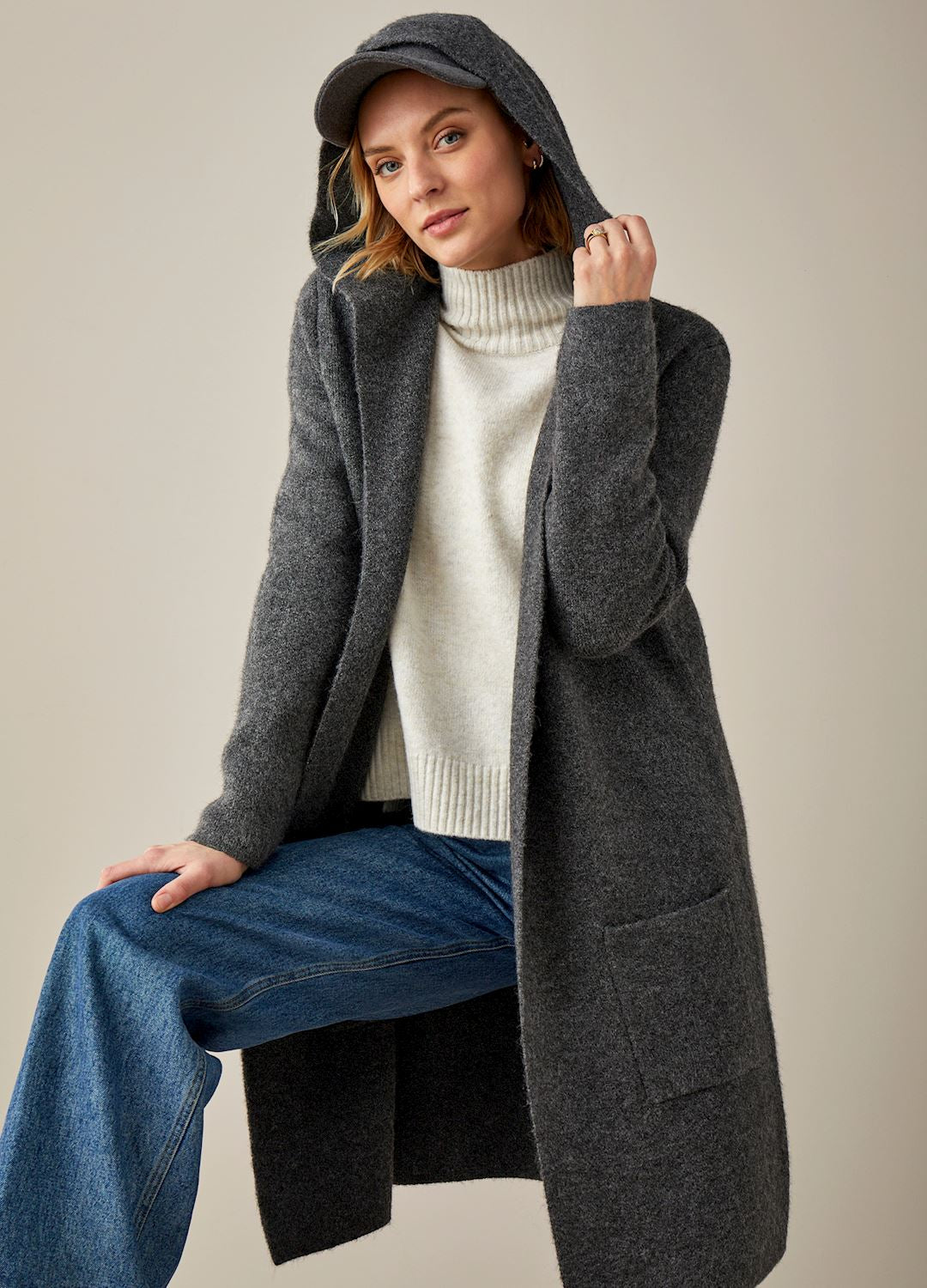 Charcoal Hooded Cardigan