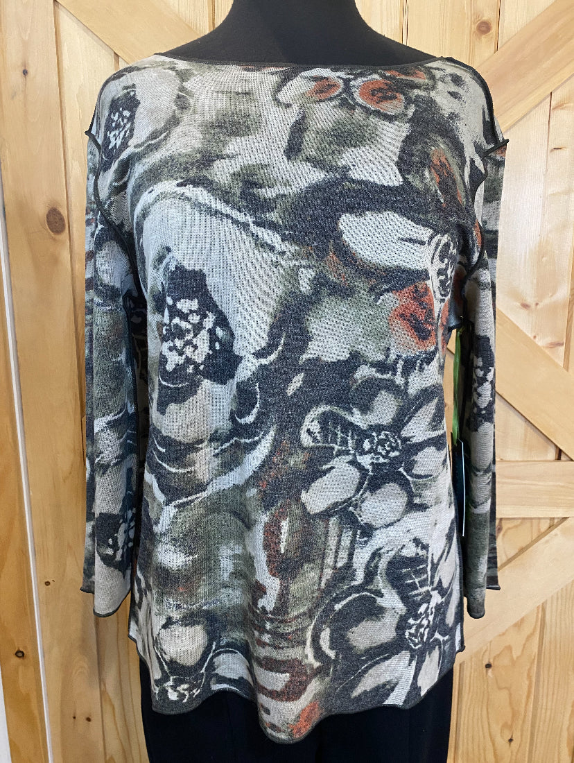 Reversible Taupe/Olive Abstract Long Sleeve