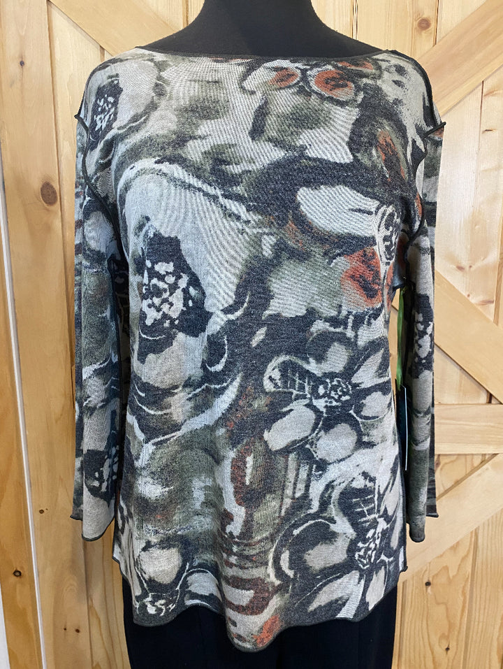 Reversible Taupe/Olive Abstract Long Sleeve