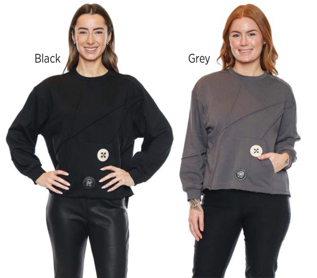 Cotton Pullover W/Pocket & Button Detail